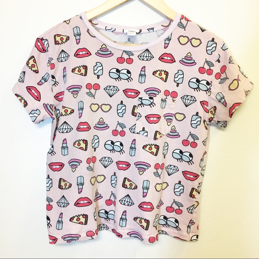 SALE ✨ Girly Emoji Printed Crop Top